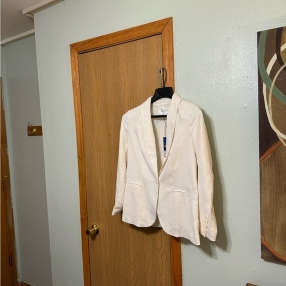 Popsugar "Essential Blazer" NWT Small Solid Ivory One-Button Long Sleeve Blazer